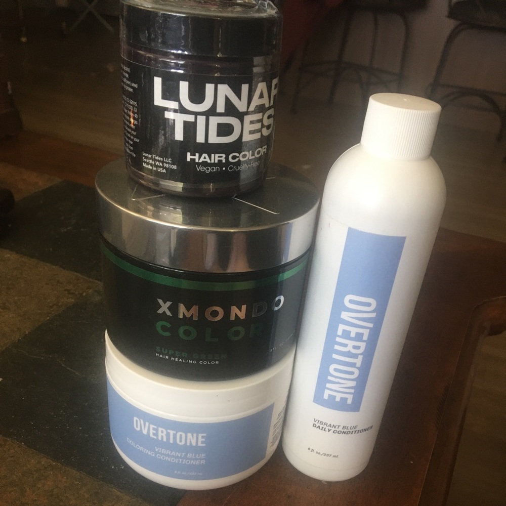 Hair Dye- Lunar Tides Smokey Mauve, Overtone Blue Set, Xmondo Color Super Green